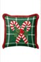 Green Sugar New Year's Patterned Tasseled Cushion Cover - Plaid Christmas Decorative Fringed Cushion Case - 4