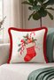 Ecru Christmas Stocking New Year's Patterned Tasseled Cushion Cover - New Year's Decor Fringed Cushion Cover - 3
