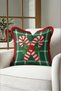 Green Sugar New Year's Patterned Tasseled Cushion Cover - Plaid Christmas Decorative Fringed Cushion Case - 7