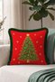 Red Pine Tree New Year's Patterned Tasseled Cushion Cover - New Year's Decoration Green Pillowcase - 4