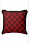 Red Plaid New Year's Patterned Cushion Cover with Tassels - Retro New Year's Black Fringed Pillowcase - 5