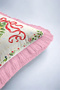 Green Fir Tree New Year's Patterned Tasseled Cushion Cover—New Year's Decor Pink Fringed Pillowcase - 5