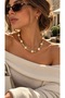 Pearl Detailed Gold Steel Necklace