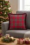 Red Plaid Christmas-Themed Tasseled Cushion Cover - Retro Christmas Decor Fringed Pillowcase