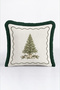 Cream-Colored Pine Tree New Year's Patterned Tasseled Cushion Cover - Simple New Year's Green Tasseled Pillowcase - 5