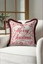 Merry Christmas and New Year's Patterned Tasseled Cushion Cover—New Year's Decor Burgundy Tasseled Pillowcase - 4