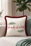 All Is Calm Cream-Colored New Year's Patterned Tasseled Cushion Cover—New Year's Decor Burgundy Fringed Pillowcase - 8