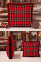 Red Plaid New Year's Patterned Cushion Cover with Tassels - Retro New Year's Fringed Pillowcase - 2