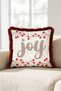 Joy Cream New Year's Decoration Tasseled Cushion Cover - Branch-Patterned New Year's Decoration Burgundy Fringed Cushion Cover - 3
