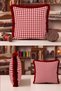 Red Plaid New Year's Patterned Cushion Cover with Tassels - Retro New Year's Burgundy Fringed Pillowcase - 2