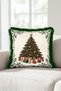Pine Tree Cream-Colored New Year's Patterned Tasseled Cushion Cover - New Year's Decor Green Fringed Pillowcase - 5