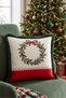 Cream Wreath New Year's Patterned Tasseled Cushion Cover - Rustic New Year's Decor Fringed Pillowcase