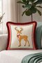 Cream-Colored Deer New Year's Patterned Tasseled Cushion Cover—Classic New Year's Decoration Fringed Pillowcase - 8