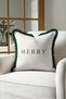 Merry Cream New Year's Patterned Tasseled Cushion Cover—Modern New Year's Decor Fringed Pillowcase - 5
