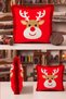 Cute Red Reindeer New Year's Decoration Cushion Cover with Tassels - New Year's Burgundy Fringed Pillowcase - 2