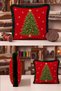 Red Pine Tree New Year's Patterned Tasseled Cushion Cover - New Year's Decoration Green Pillowcase - 2