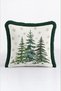Cream Pine Christmas-Patterned Tasseled Cushion Cover—Rustic New Year's Decor Green Fringed Pillowcase - 7
