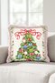 Green Fir Tree New Year's Patterned Tasseled Cushion Cover—New Year's Decor Pink Fringed Pillowcase - 4