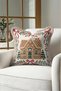Cream Cookie House New Year's Patterned Tasseled Cushion Cover—New Year's Decor Beige Fringed Cushion Cover - 4