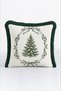 Ecru Pine Tree Christmas-Patterned Tasseled Cushion Cover - New Year's Decor Green-Fringed Pillowcase - 5