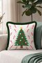 White Pine Tree Christmas-Themed Tasseled Cushion Cover—New Year's Decor Green Fringed Pillowcase - 8
