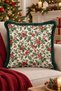 Cream-Colored Shepherd's Purse New Year's Patterned Tasseled Cushion Cover—New Year's Decoration Tasseled Pillowcase