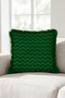 Emerald Zigzag New Year's Patterned Tasseled Cushion Cover - New Year's Decor Green Fringed Pillowcase - 5
