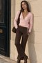 Powder Pink Wrap-Style Cardigan with Side-Tie Detail - 3