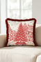Red Pine Tree Christmas-Themed Tasseled Cushion Cover—New Year's Decoration Tasseled Pillowcase - 8