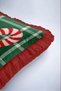 Green Sugar New Year's Patterned Tasseled Cushion Cover - Plaid Christmas Decorative Fringed Cushion Case - 6