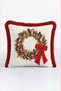 Cream Wreath New Year's Patterned Tasseled Cushion Cover - New Year's Decor Red Fringed Cushion Cover - 7