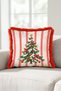 Pine Tree Cream-Colored New Year's Patterned Tasseled Cushion Cover—New Year's Decorative Red-Fringed Pillowcase - 3