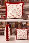 New Year's Decoration with a Bow Detail: Tasseled Cushion Cover - Star-Patterned New Year's Red Fringed Pillowcase - 2