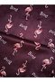 Women's French Velvet Burgundy Flamingo-Print Crew Neck Long-Sleeve Pajama Set - 5