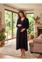 New Season Black-Piped, Buttoned, Nursing-Friendly Design, Long-Sleeved, 100% Cotton Postpartum and Maternity Robe and Nightgown Set - 8
