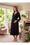 New Season Black-Piped, Buttoned, Nursing-Friendly Design, Long-Sleeved, 100% Cotton Postpartum and Maternity Robe and Nightgown Set - 4