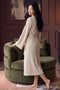 Cream-Colored, Front-Tie-Detail, Soft-Textured, Piped Robe 8097 - 4