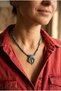 Handmade Necklace with Natural Turquoise Stones and a Nepalese Tip—Special Design - 4