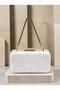 White Lace Women's Evening Clutch Bag with Gold Accents and a Thick Chain Strap for Weddings and Engagement Parties - 7