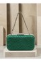 Green Lace Women's Evening Clutch Bag with Silver Accents and a Thick Chain Strap for Weddings and Engagements - 7