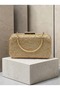 Gold Lace Women's Evening Clutch Bag with Gold-Accented Strappy Chain Strap for Weddings and Engagements - 3