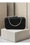 Black Lace Women's Evening Clutch Bag with Strappy Chain Strap, Silver Accents, and Handle—Perfect for Weddings and Engagement Parties - 5