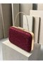 Burgundy Lace Women's Evening Clutch Bag with Gold Accents, Strappy Chain Strap, and Handle—Perfect for Weddings and Engagements - 4
