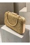 Gold Lace Women's Evening Clutch Bag with Gold-Accented Strappy Chain Strap for Weddings and Engagements - 2
