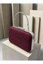 Burgundy Lace Women's Evening Clutch Bag with Silver Accents, Strappy Chain Strap, and Handle—Perfect for Weddings and Engagements - 4