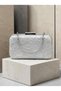 Silver-Gray Lace Women's Evening Clutch Bag with Strappy Chain Strap and Silver Accents for Weddings and Engagement Parties - 3