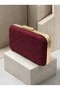 Burgundy Lace Women's Evening Clutch Bag with Gold Accents and Chain Strap for Weddings and Engagement Parties - 2