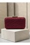 Burgundy Lace Women's Evening Clutch Bag with Gold Accents and Chain Strap for Weddings and Engagement Parties - 3