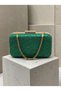 Green Lace Women's Evening Clutch Bag with Gold Accents and a Thick Chain Strap for Weddings and Engagements - 3