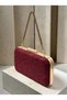 Burgundy Lace Women's Evening Clutch Bag with Gold Accents and a Thick Chain Strap for Weddings and Engagements - 5